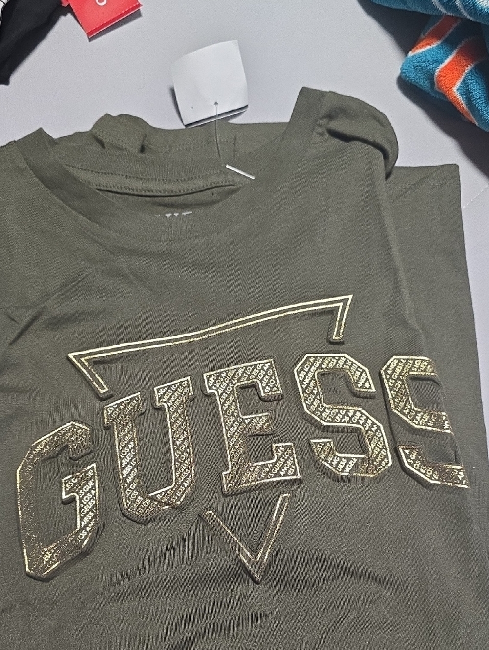 Guess by Marciano Olive Green Tee with Gold Logo